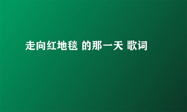走向红地毯 的那一天 歌词
