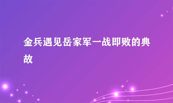 金兵遇见岳家军一战即败的典故