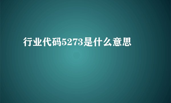 行业代码5273是什么意思
