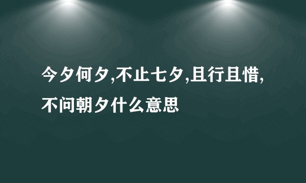 今夕何夕,不止七夕,且行且惜,不问朝夕什么意思
