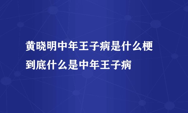 黄晓明中年王子病是什么梗 到底什么是中年王子病