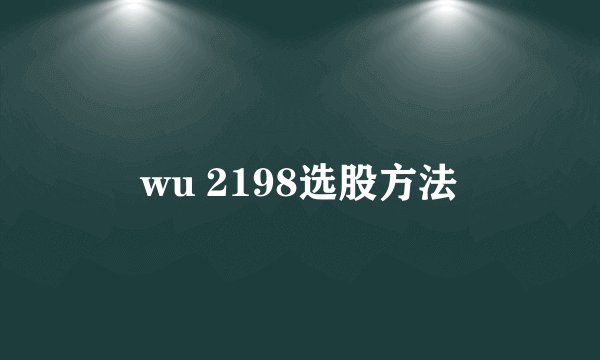 wu 2198选股方法
