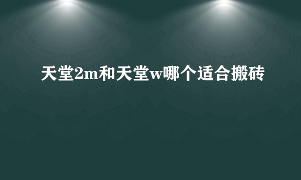 天堂2m和天堂w哪个适合搬砖
