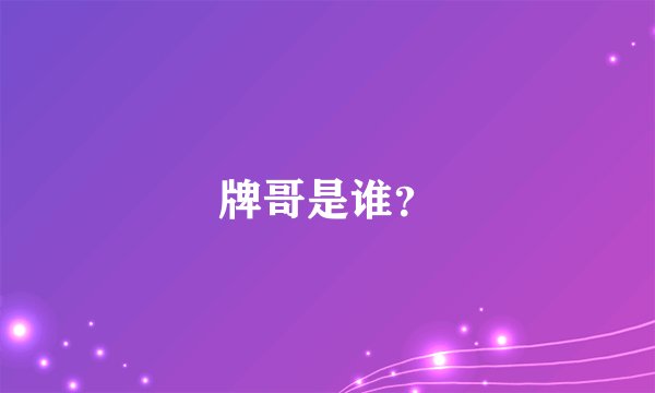 牌哥是谁？