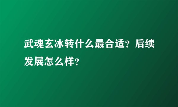 武魂玄冰转什么最合适？后续发展怎么样？