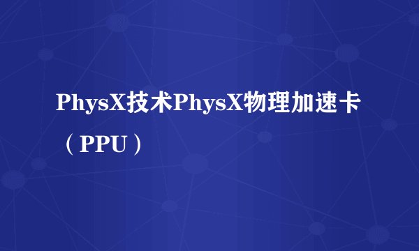 PhysX技术PhysX物理加速卡（PPU）