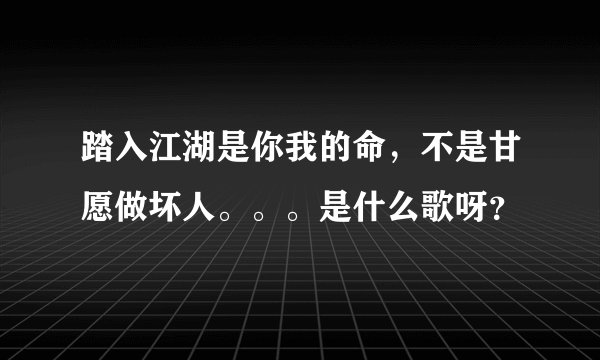 踏入江湖是你我的命，不是甘愿做坏人。。。是什么歌呀？