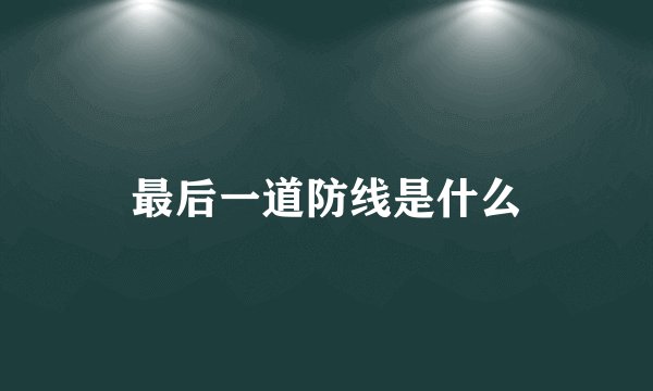 最后一道防线是什么