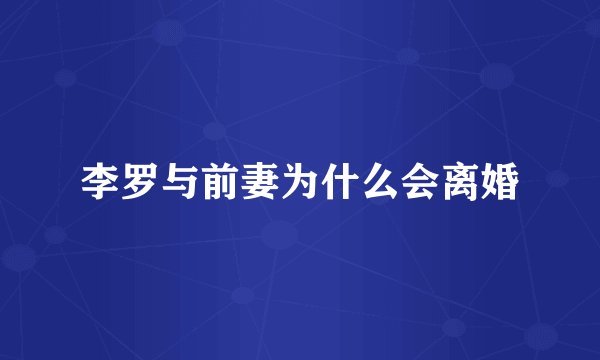 李罗与前妻为什么会离婚