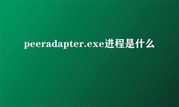 peeradapter.exe进程是什么