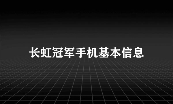 长虹冠军手机基本信息