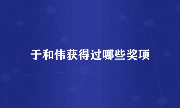 于和伟获得过哪些奖项