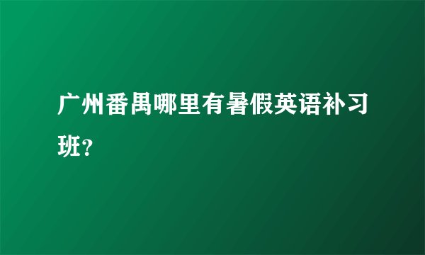 广州番禺哪里有暑假英语补习班？