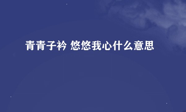 青青子衿 悠悠我心什么意思