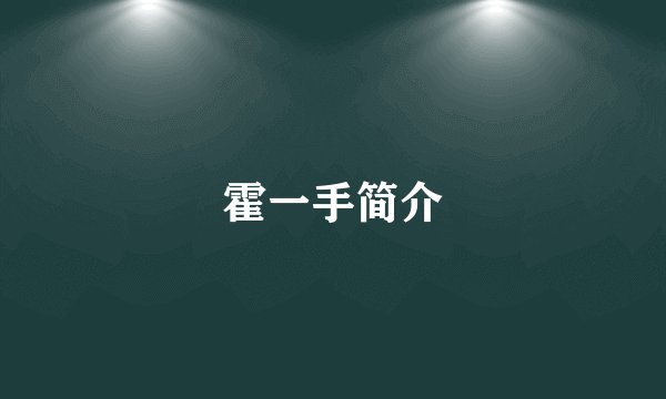 霍一手简介