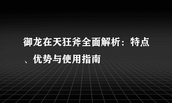 御龙在天狂斧全面解析：特点、优势与使用指南