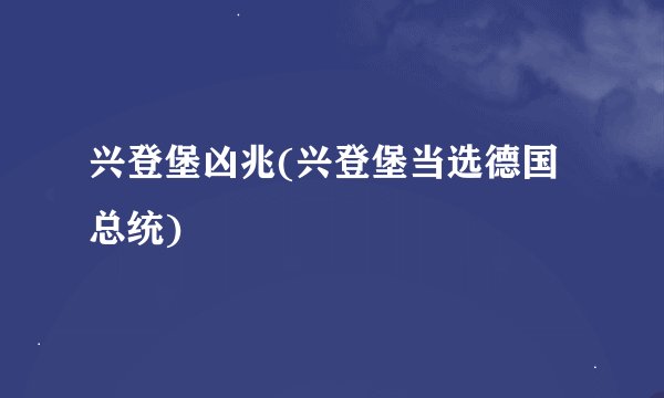 兴登堡凶兆(兴登堡当选德国总统)