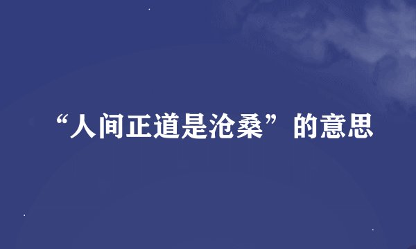 “人间正道是沧桑”的意思