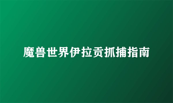 魔兽世界伊拉贡抓捕指南