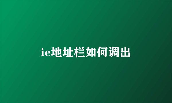 ie地址栏如何调出