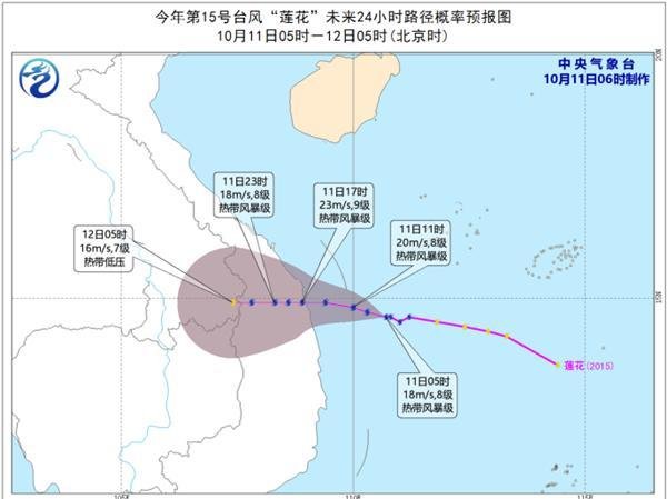 今年第15号台风“莲花”生成 将于今天下午登陆越南