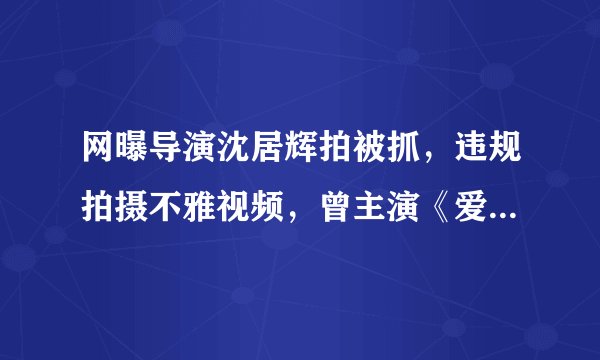 网曝导演沈居辉拍被抓，违规拍摄不雅视频，曾主演《爱情公寓4》