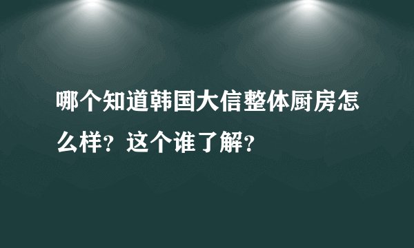 哪个知道韩国大信整体厨房怎么样？这个谁了解？