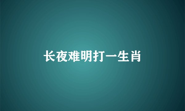 长夜难明打一生肖