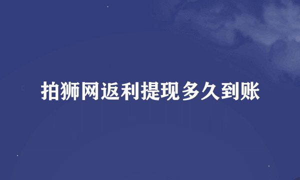 拍狮网返利提现多久到账