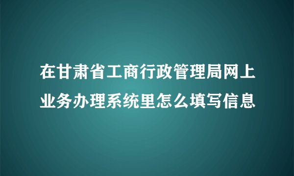 在甘肃省工商行政管理局网上业务办理系统里怎么填写信息