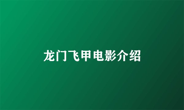 龙门飞甲电影介绍