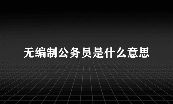 无编制公务员是什么意思