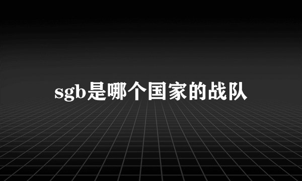 sgb是哪个国家的战队