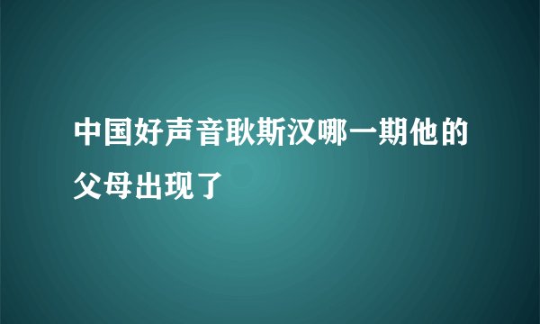 中国好声音耿斯汉哪一期他的父母出现了