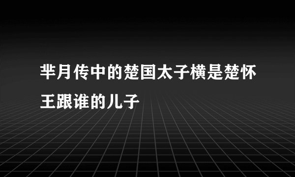 芈月传中的楚国太子横是楚怀王跟谁的儿子