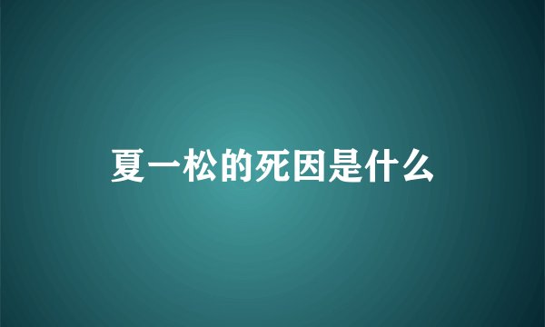 夏一松的死因是什么