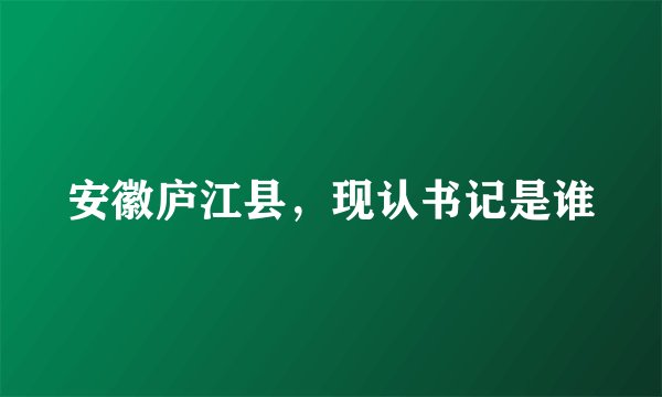安徽庐江县，现认书记是谁