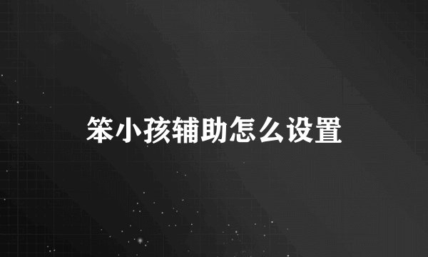 笨小孩辅助怎么设置