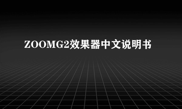 ZOOMG2效果器中文说明书