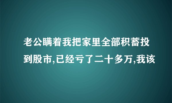 老公瞒着我把家里全部积蓄投到股市,已经亏了二十多万,我该