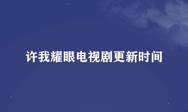 许我耀眼电视剧更新时间