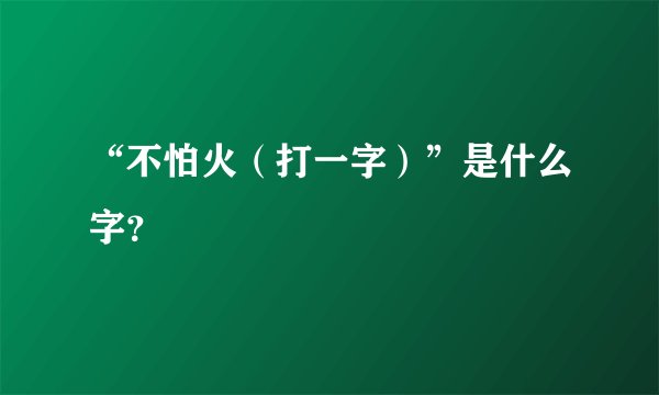 “不怕火（打一字）”是什么字？