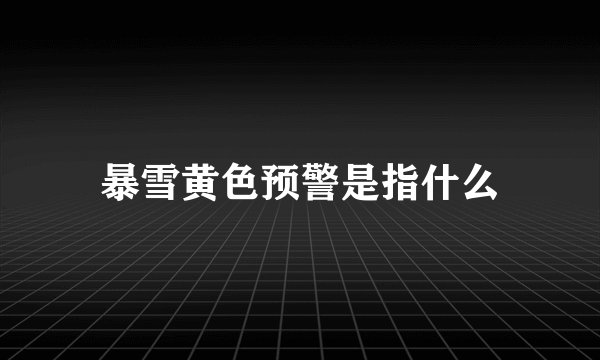 暴雪黄色预警是指什么