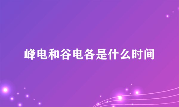 峰电和谷电各是什么时间