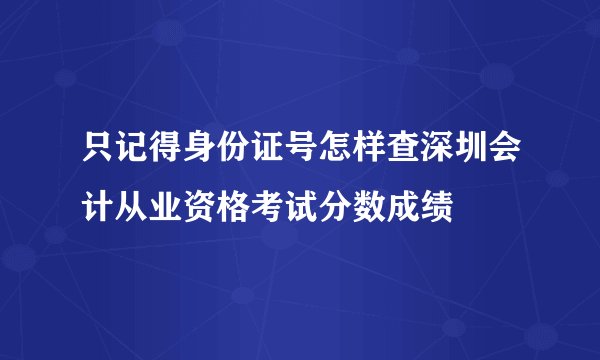 只记得身份证号怎样查深圳会计从业资格考试分数成绩