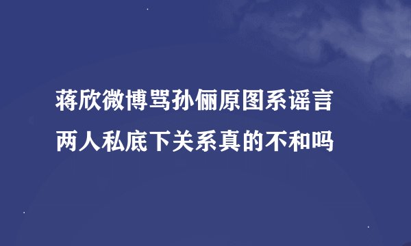 蒋欣微博骂孙俪原图系谣言 两人私底下关系真的不和吗