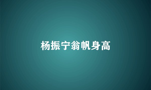 杨振宁翁帆身高
