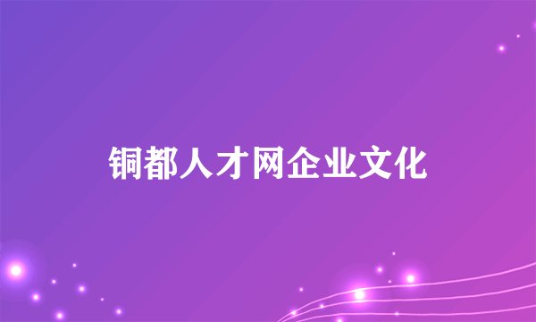铜都人才网企业文化