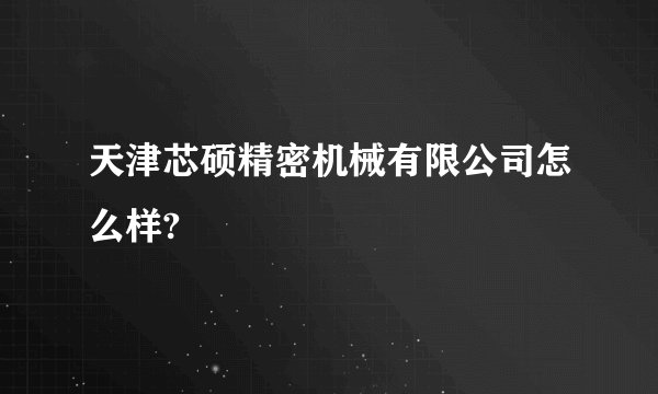 天津芯硕精密机械有限公司怎么样?