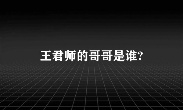 王君师的哥哥是谁?